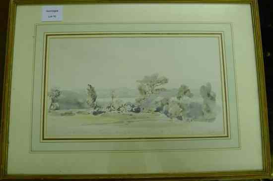 Appraisal: Agostini Aglio - watercolour Landscape by the River Severn J