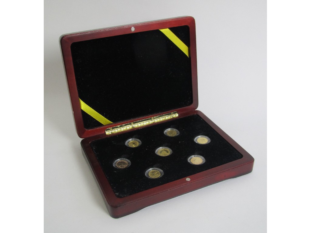 Appraisal: A boxed set of seven gold coins each oz comprising