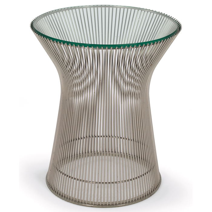 Appraisal: Warren Platner occasional table by Knoll nickel-plated wire basesupports an