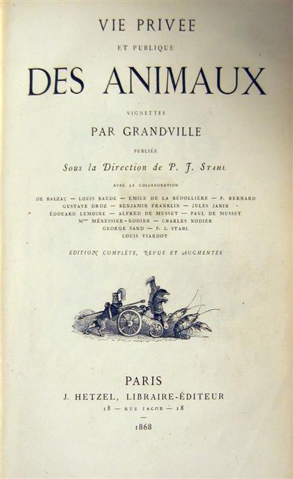 Appraisal: vol Grandville illustrator Vie Privee et Publique des Animaux Paris