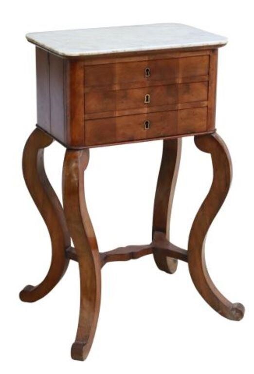 Appraisal: French Empire style marble-top nightstand th c three drawers rising