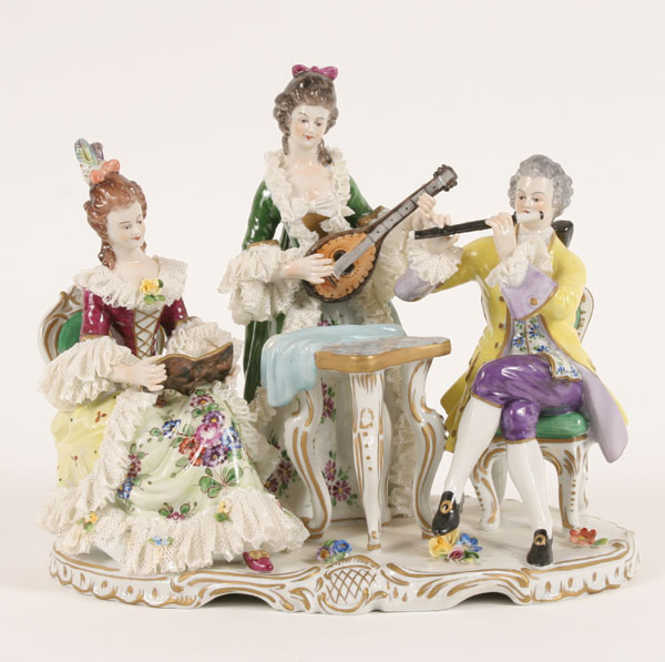 Appraisal: Rudolstadt Volkstedt porcelain figural group consisting of a woman reading