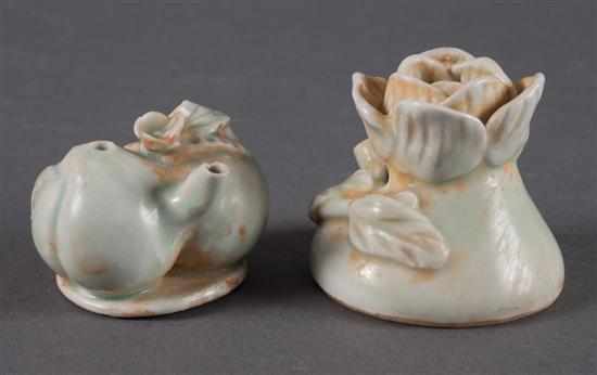 Appraisal: Pair of Korean celadon porcelain scholar's water droppers th century