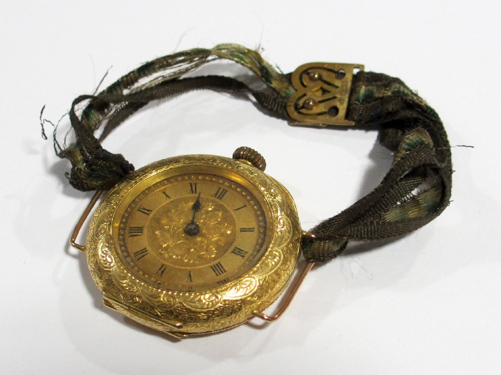 Appraisal: A ladies Edwardian ct gold transitional period wrist watch with