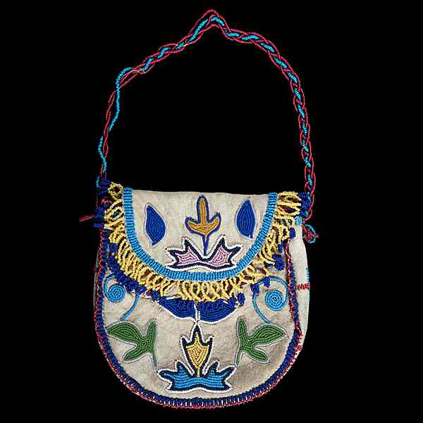 Appraisal: Northern Plains Beaded Hide Bag sinew-sewn and beaded using small