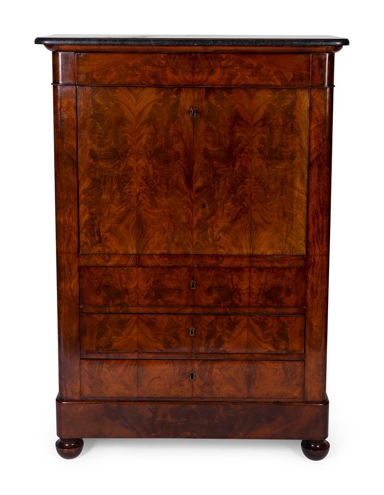 Appraisal: An Empire Style Burlwood Secretaire Abbatant Height x width x