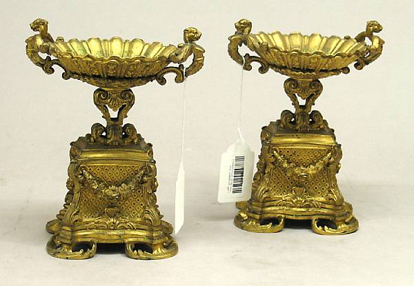 Appraisal: A pair of Louis Philippe Renaissance Revival gilt bronze tazzae