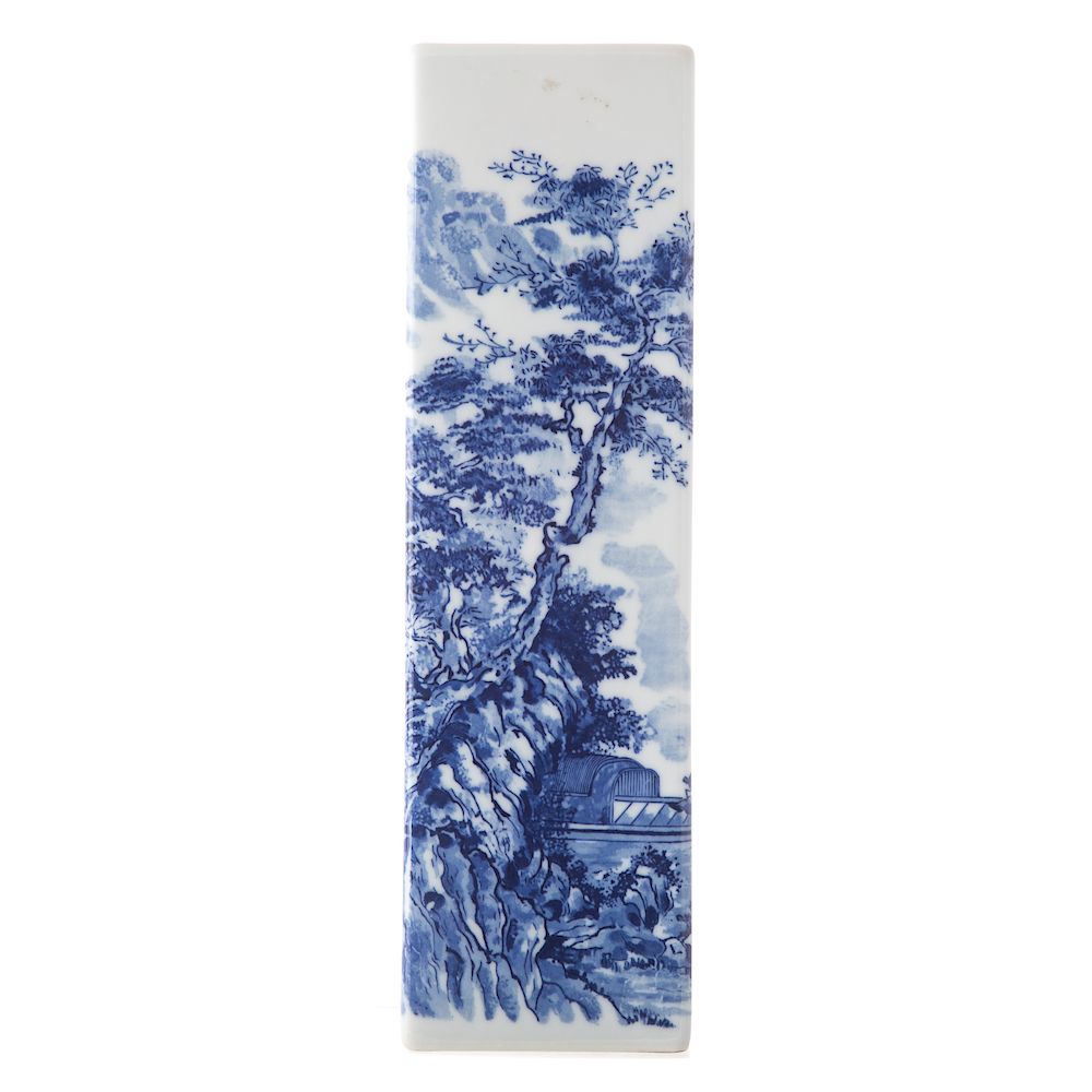 Appraisal: Chinese Blue and White Porcelain Panel Vase th century meandering