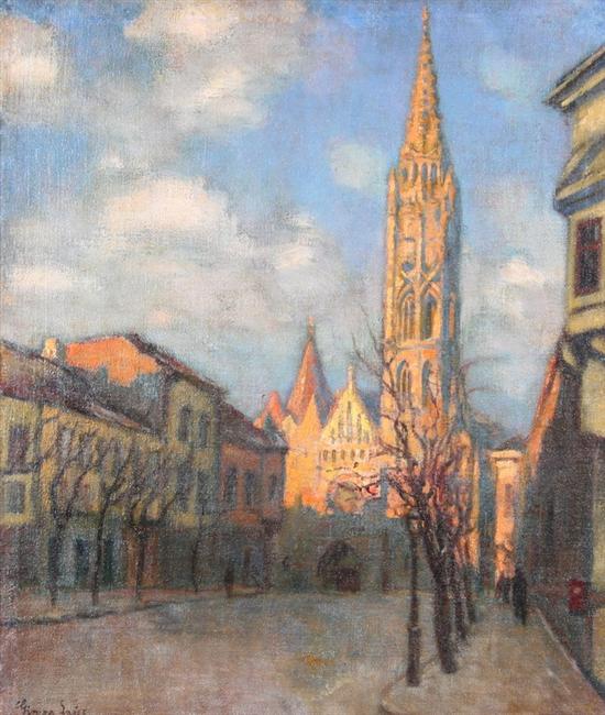 Appraisal: LAJOS GIMES Hungarian - IMPRESSIONIST VIEW OF A CATHEDRAL signed