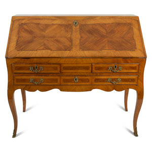 Appraisal: A Louis XV Style Inlaid Walnut Slant Front Desk TH