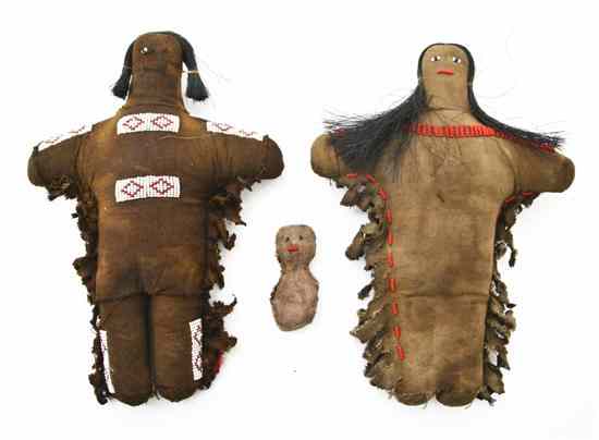 Appraisal: A Group of Three Native American Beaded Dolls two with