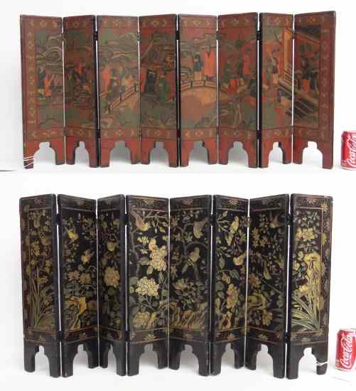 Appraisal: Asian painted wooden screen '' W '' Ht