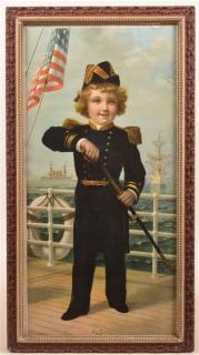 Appraisal: Litho of a Boy in Naval Uniform On Deck Lithograph