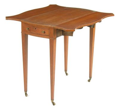 Appraisal: A late Victorian satinwood Pembroke table the twin flap butterfly