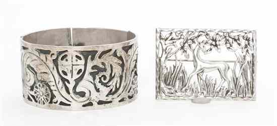 Appraisal: A Mexican Sterling Silver Cuff Bracelet Taxco together with a