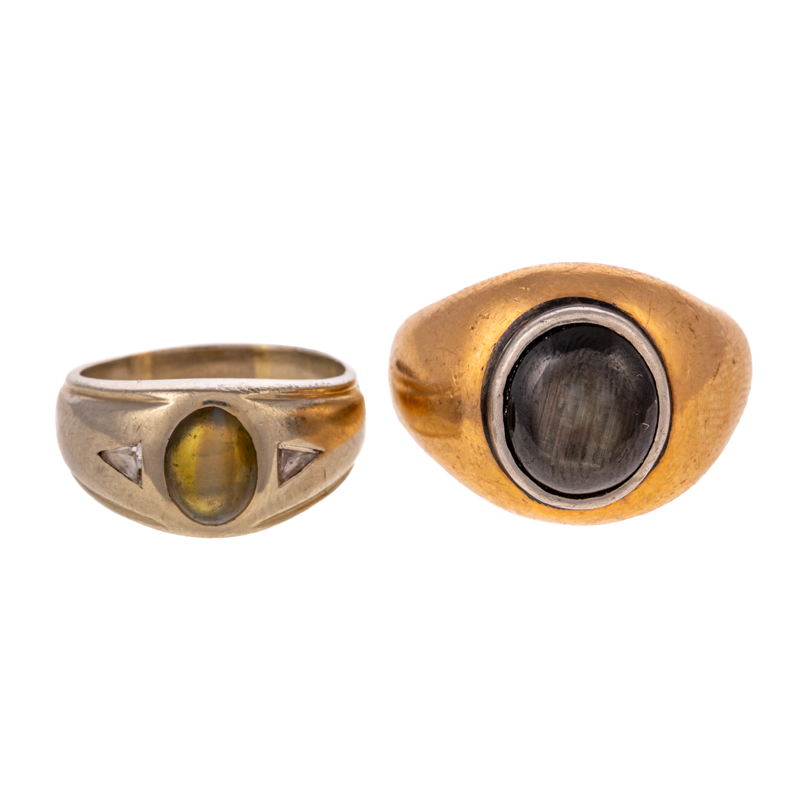 Appraisal: TWO BEZEL SET GEMSTONE RINGS IN K K yellow gold