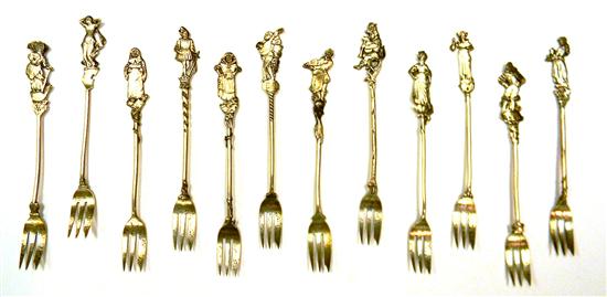 Appraisal: STERLING Set of twelve three-tined Gorham ''Nuremberg'' cocktail forks with