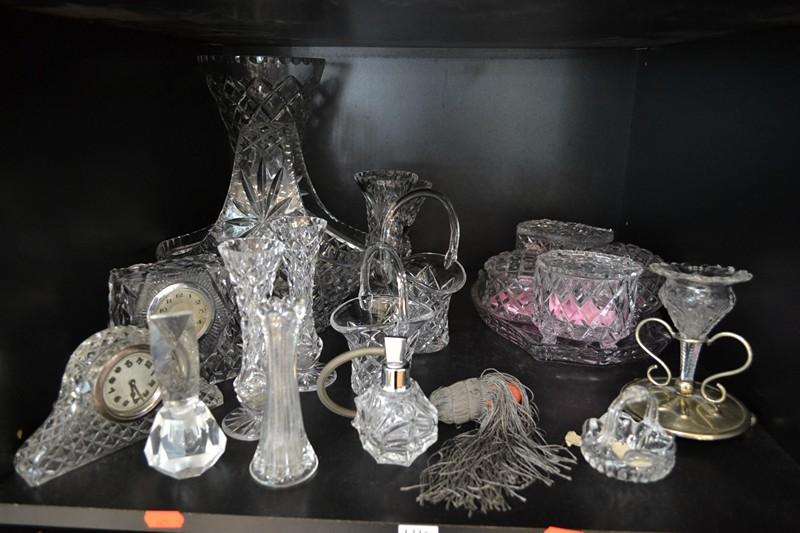 Appraisal: ONE SHELF OF CRYSTAL INCL PERFUMES DRESSING TABLE SET ETC