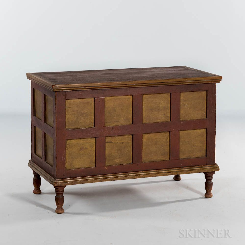 Appraisal: Small Painted and Paneled Walnut Blanket Box Small Painted and