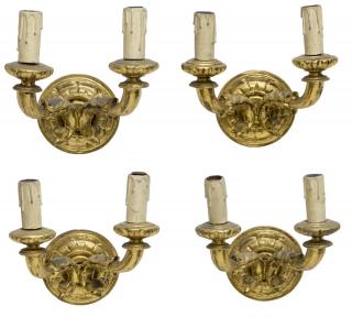 Appraisal: LOUIS XVI STYLE -LIGHT GILTWOOD WALL SCONCES lot of four