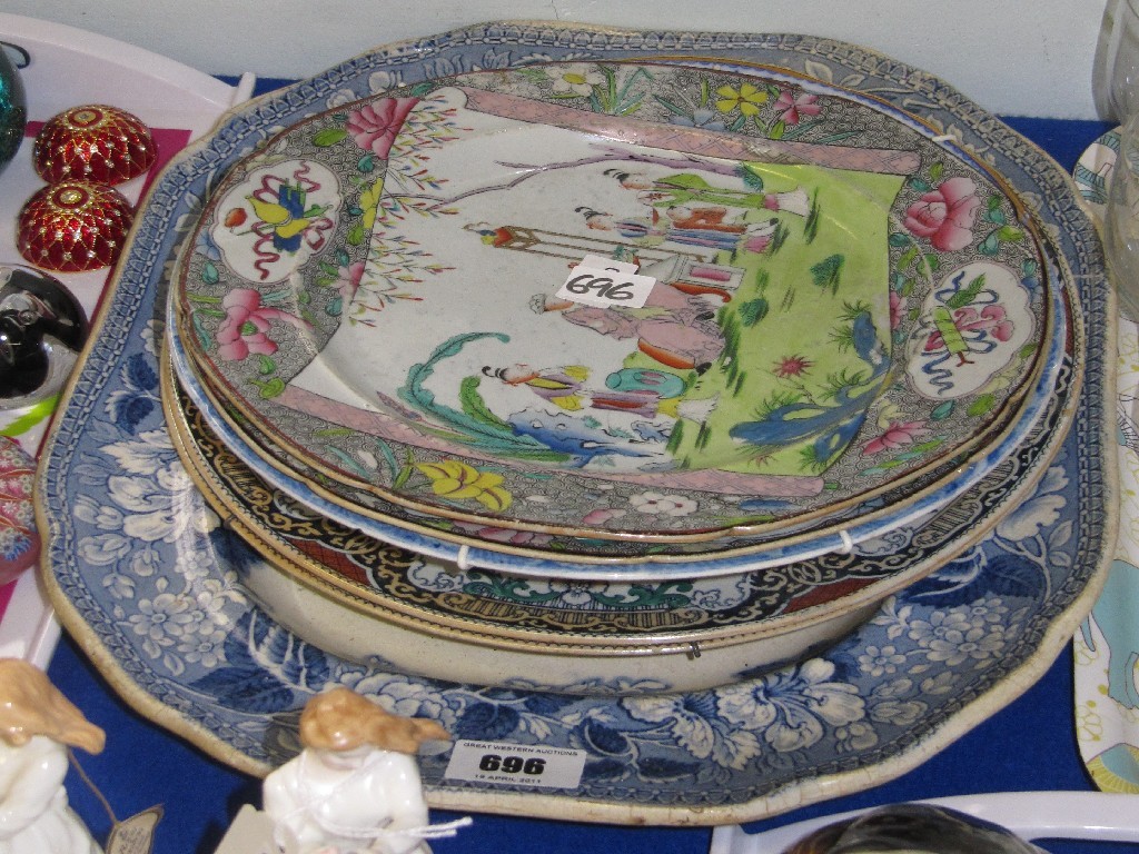 Appraisal: Lot comprising assorted plates etc to include Victorian ironstone blue