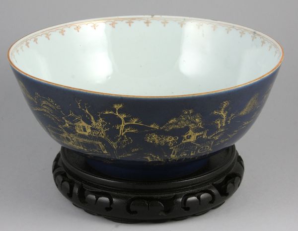 Appraisal: Chinese export bowl with blue decor h x diam As