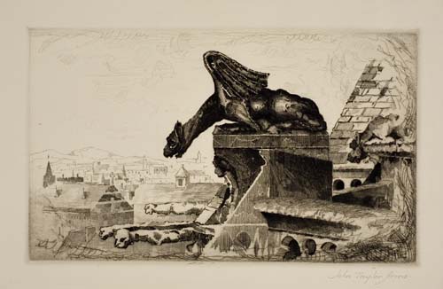 Appraisal: JOHN TAYLOR ARMS Watching the People Below Etching x mm