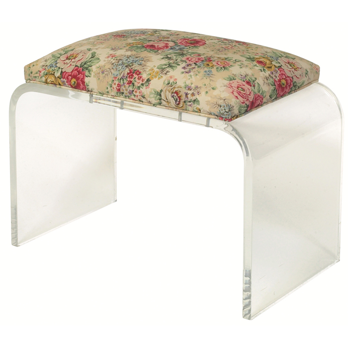 Appraisal: s Lucite vanity stool upholstered seat