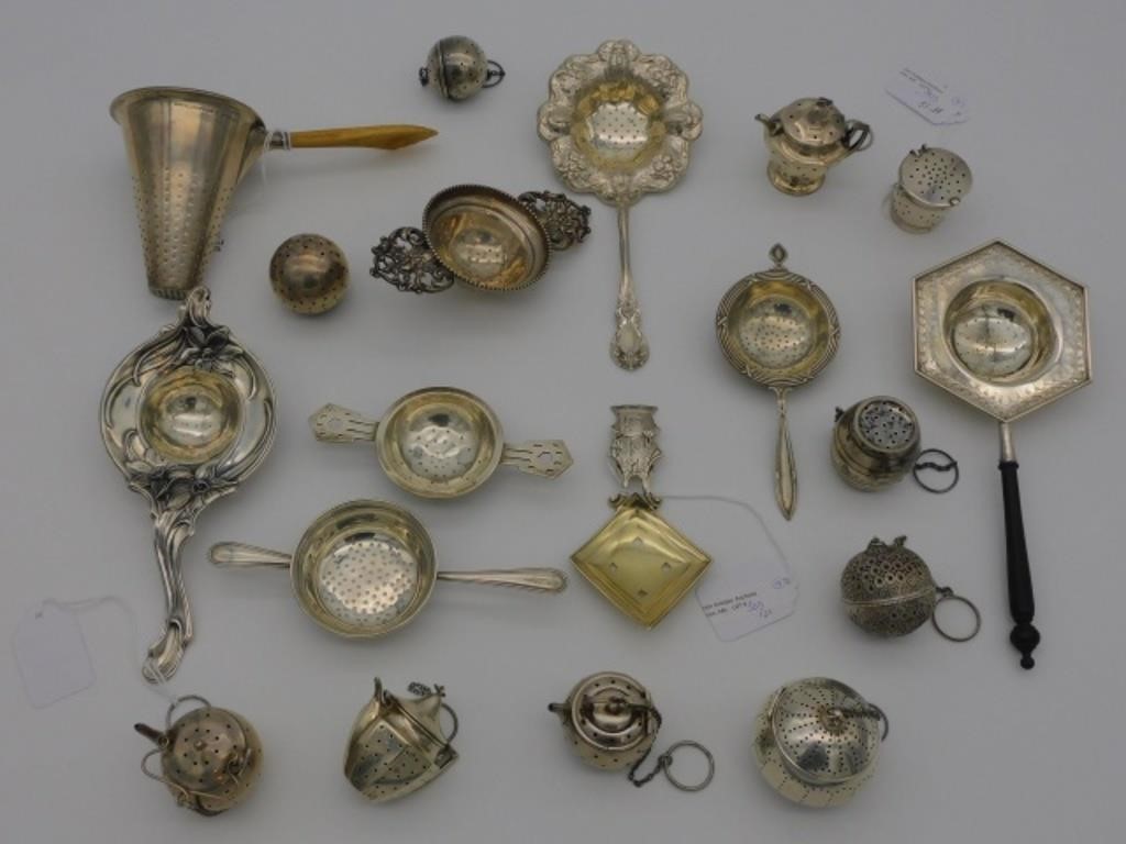 Appraisal: include tea strainers by makers such as Wallace Shreve Crump