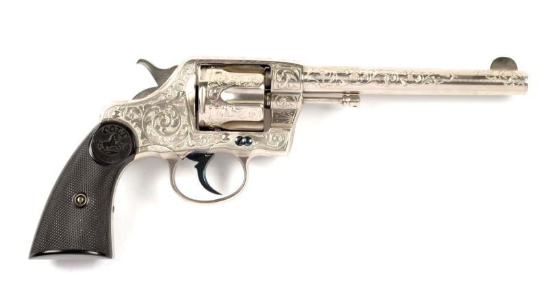 Appraisal: J Adams Engraved Colt Model Revolver Serial This revolver was