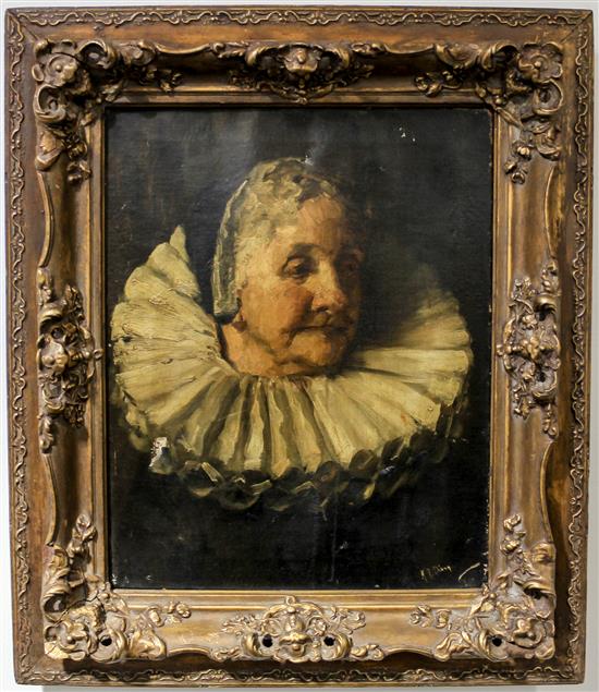 Appraisal: Sale Lot Continental School Woman with a Ruff oil on