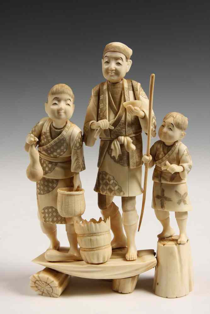 Appraisal: JAPANESE IVORY CARVING - Late th c Japanese Figural Ivory