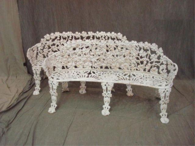 Appraisal: Pair of White Painted Iron Benches From a Westchester estate