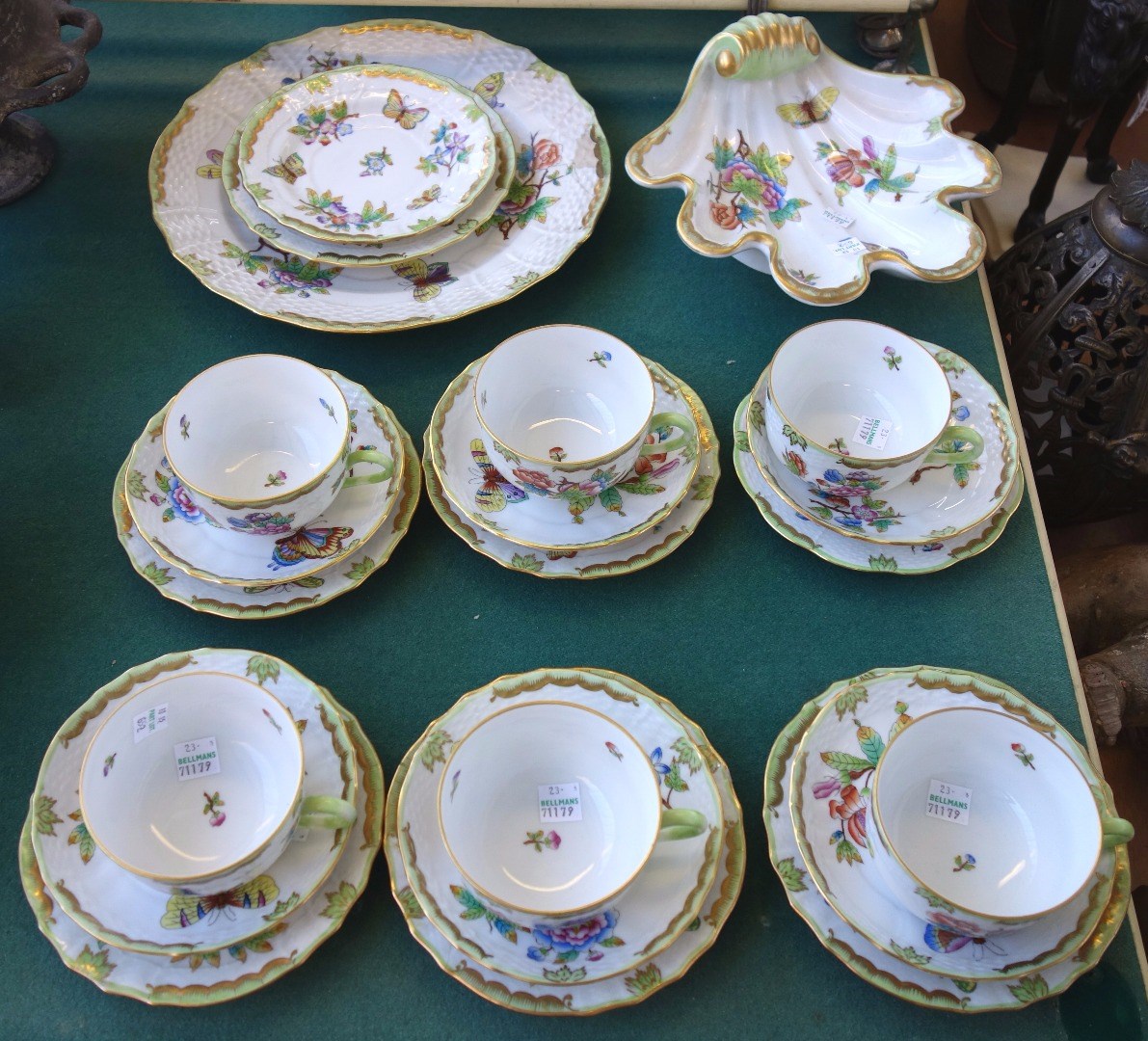 Appraisal: A Herend porcelain part tea service decorated with butterflies against