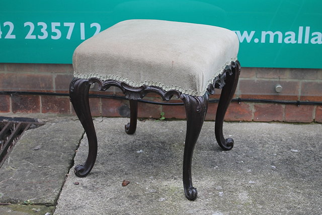 Appraisal: A GEORGIAN STYLE MAHOGANY STOOL on cabriole scroll legs cm