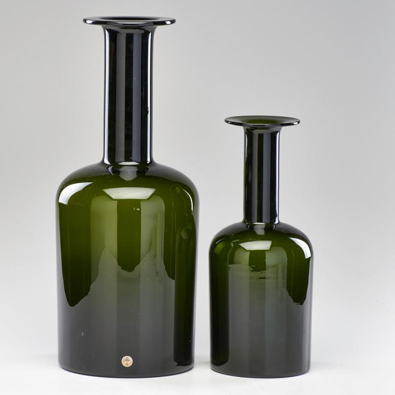 Appraisal: OTTO BRAUER HOLMEGAARD KASTRUP Two graduated Gulvvase vases Denmark -