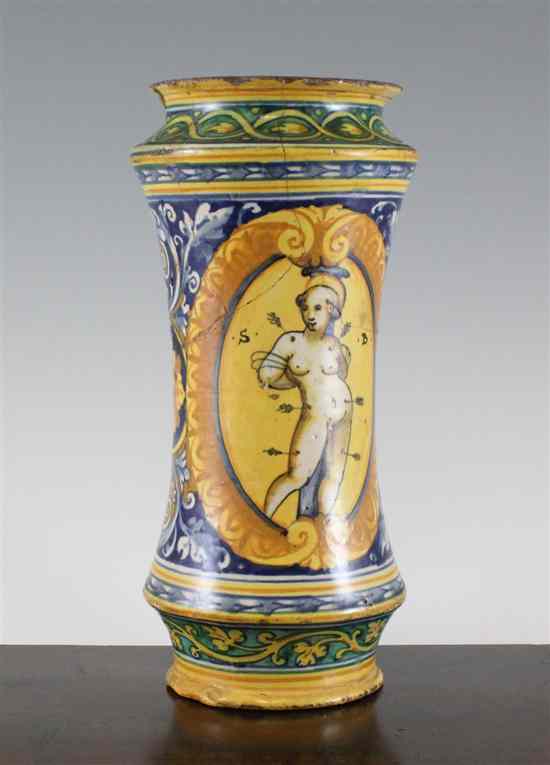 Appraisal: An Italian maiolica waisted albarello late th early th century