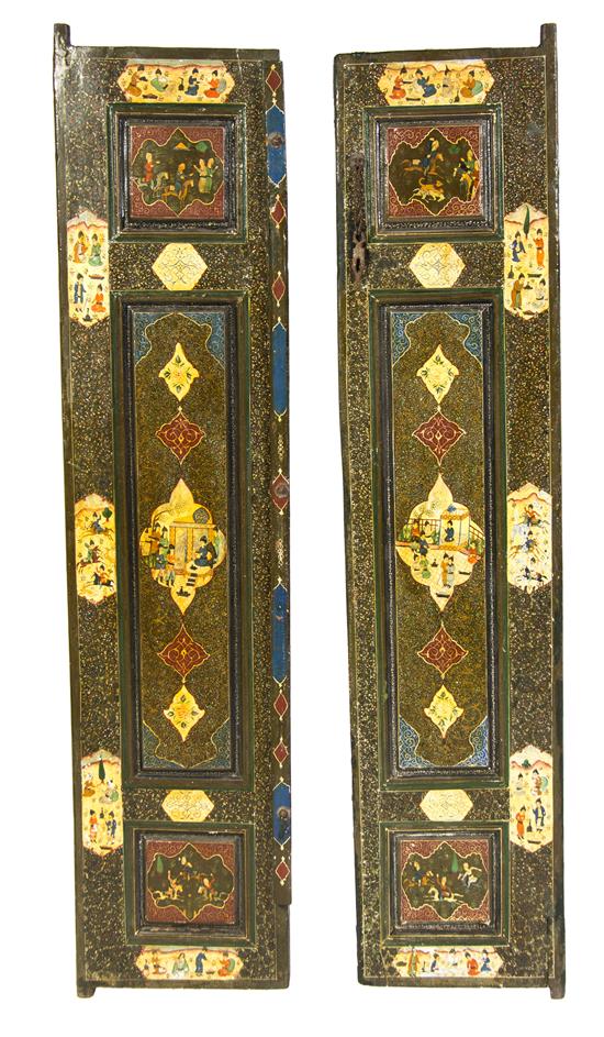 Appraisal: Sale Lot A Pair of Qajar Painted Wood Doors th