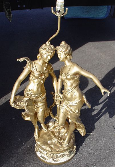 Appraisal: ART NOUVEAU FIGURAL LAMP AFTER AUGUSTE MOREAU ''ALLEGORY OF MUSIC''