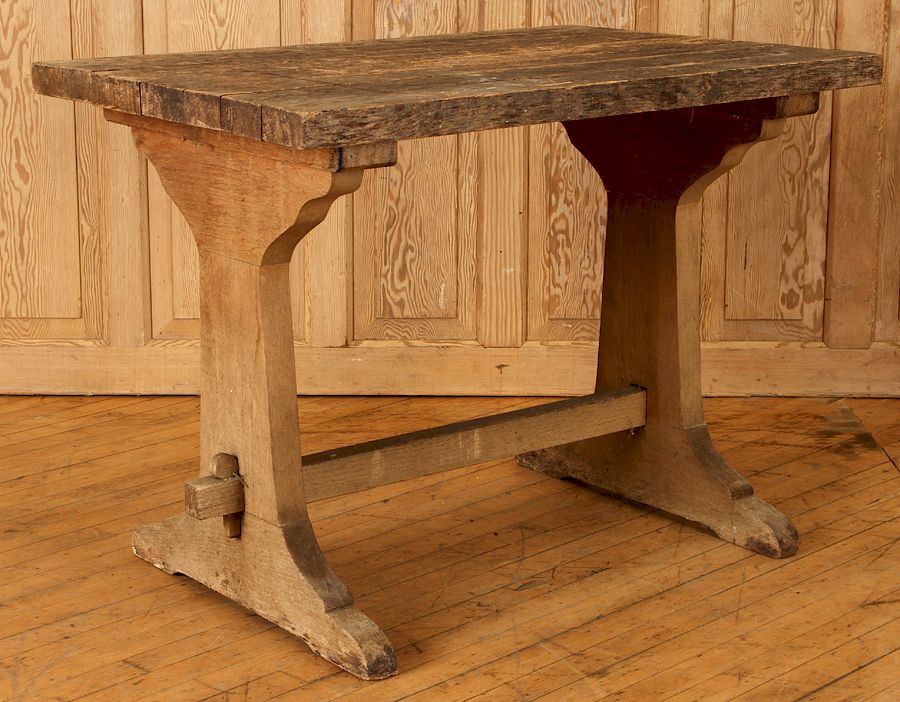 Appraisal: FRENCH OAK PETITE FARM TABLE MORTISE AND TENON A French