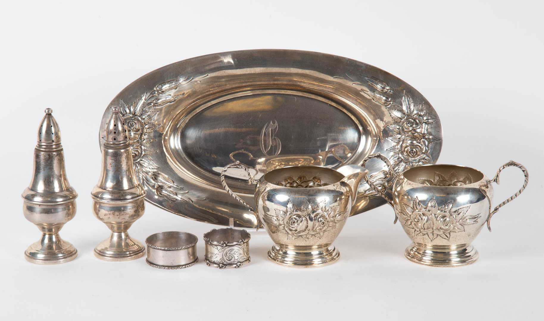 Appraisal: Three Stieff Rose sterling silver table items including bread tray