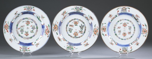 Appraisal: Three Chinese Export Porcelain Plates Unmarked Early Qing Dynasty probably