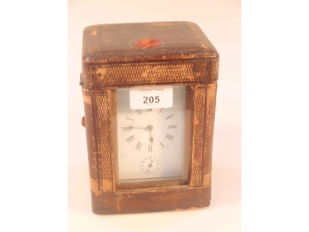 Appraisal: A late thC French brass cased carriage clock with repeater