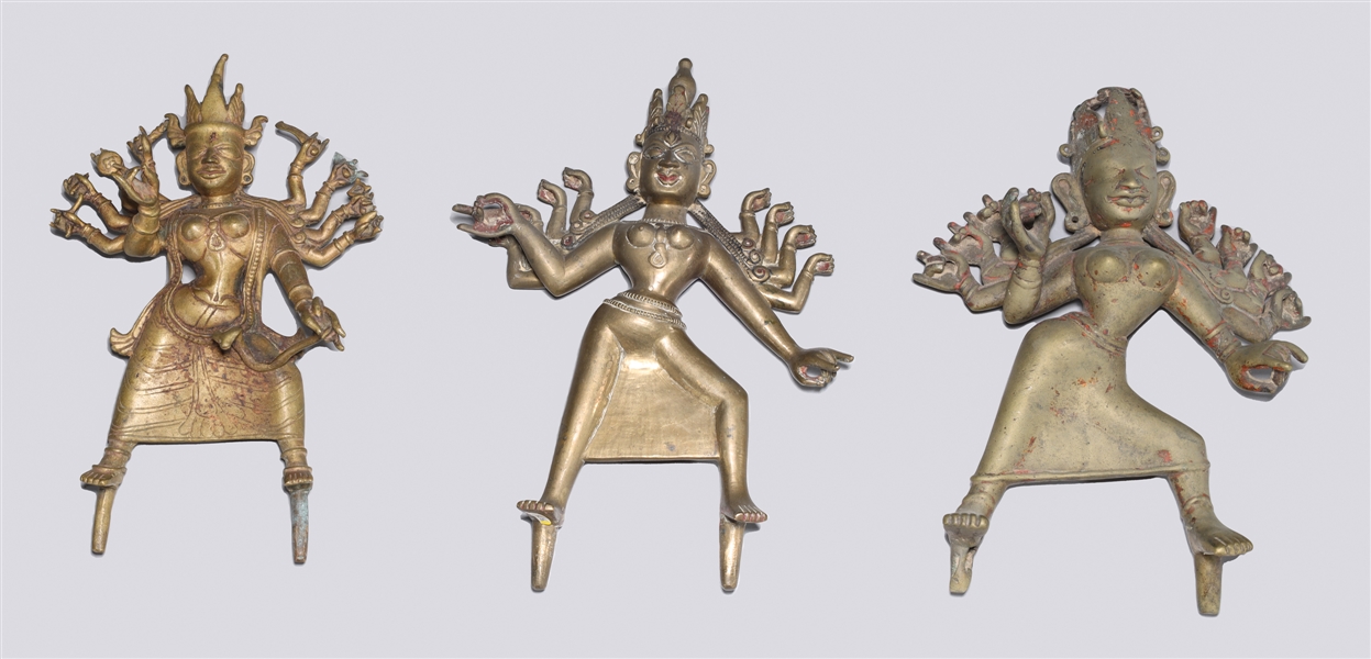 Appraisal: Group of three various antique bronze or copper alloy female