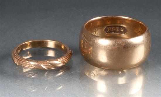 Appraisal: Two K gold wedding bands approximately grams total Estimate -