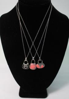 Appraisal: Sterling Marcasite Enamel Necklaces The pendants in the shape of