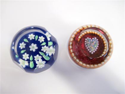 Appraisal: Two Perthshire faceted patterned millefiori paperweights late th century