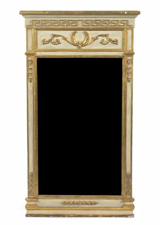 Appraisal: A Neoclassical Painted and Parcel Gilt Pier Mirror having a