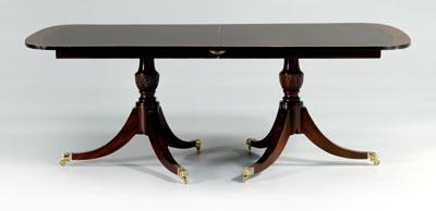 Appraisal: Federal style inlaid dining table figured mahogany veneers top with