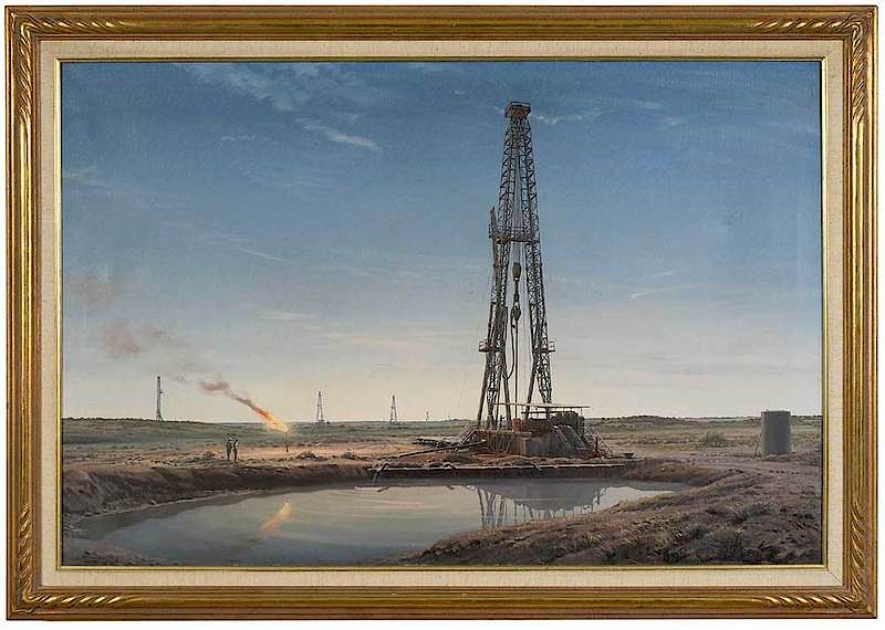 Appraisal: Arthur Weaver American - Oil Drilling Scene Texas Early Evening